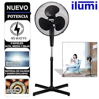 Ventilador Ilumi de Pedestal 3 Velocidades con Iluminación 45W