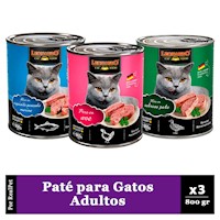 Pack x3 Paté Gato Leonardo Quality Selection Variado 800 gr