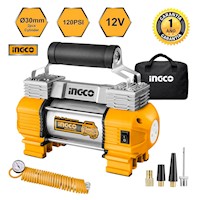 Compresora de Aire 2 Pistones Ingco AAC2508 Inflador 120 PSI 45 l/min 18A Portátil