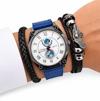 Set Reloj Analógico Cuarzo para Hombre con Pulseras Revolver para Regalo
