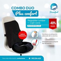 Combo DUO PLUS CONFORT (Cojín Coxis Plus Confort + Respaldar Lumbar)