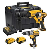 Rotomartillo Sds Plus + Atorn de Impacto 1/4" 20V + 2 Bat + Taladro 1/2" Dewalt DCK260D1P1T-K10
