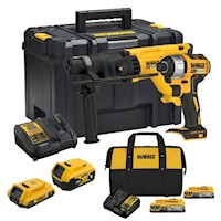 Rotomartillo Sds-Plus 2.6J + Atornillador de Impacto 1/4" 20V + 4 Bat Dewalt
