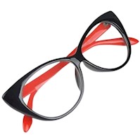 Monturas Lentes Cat Eye Negro Brillante Con Rojo