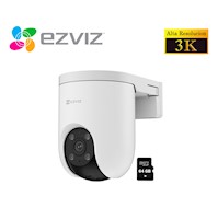 Ezviz Cámara Seguridad Wifi H8C PRO 5MP 360 Smart + Micro SD 64GB