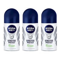 Desodorante NIVEA Sensitive Protect Masculino Roll On 50ML (X3)