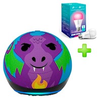 Pack Echo Dot Niños 5taG Alexa Dragón Morado + Foco TPLink Kasa KL135