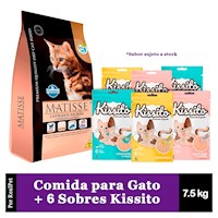 Comida Gato Castrado Matisse Salmon 7.5kg + Kissito 6 sobres
