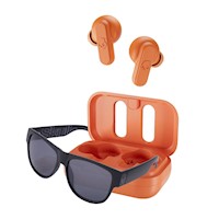 Audífonos Bluetooth Dime Golden Orange + Lentes Bold Negro