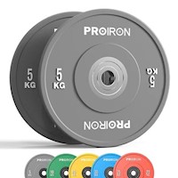 Par de Discos Olímpicos Calibrados para Powerlifting de Caucho PROIRON de 5KG - Gris