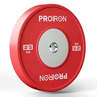 Par de Discos Olímpicos Calibrados para Powerlifting de Caucho PROIRON de 25KG - Rojo