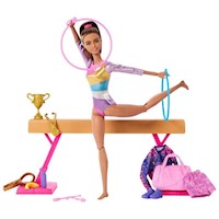 Barbie Set de Gimnasta Con cabello Castaño