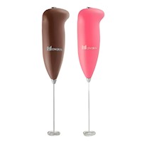 Kit 2 Mini batidoras eléctrica a pila para café - Marrón y Rosado