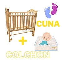 Cuna Cama Cuna Colecho con colchon para bebes en madera Natural