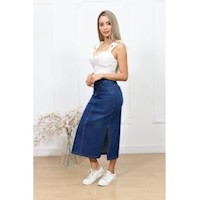 MAXIFALDA LARGA JEAN STRECH - AZUL