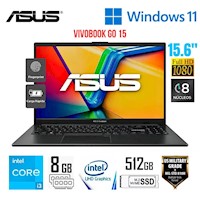 Laptop ASUS Vivobook 15 Intel Core i3-N305 8GB DDR4 512GB SSD 15.6" FHD Mixed Black con Windows 11