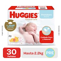 Pañal Huggies Natural Care Meg. Prematuro 30 unid