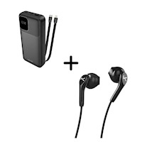 PACK AUDIFONOS CON CABLE TIPO C + POWERBANK 20mah KUZLER