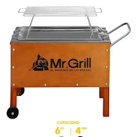 Caja China Mediana Jr Marrón Inoxidable + Parrilla Varillas Niqueladas