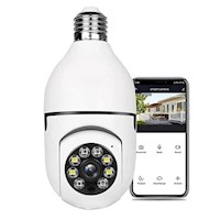 Foco Cámara Espía Smart 360° De Seguridad Wifi Con Visión Nocturna Y Altavoz