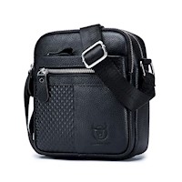 BullCaptain - Morral de Cuero Mate DJB-010-BK Negro