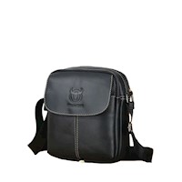 BullCaptain - Morral de Cuero Mate DJB-010-BK Negro