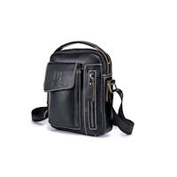 BullCaptain - Morral de Cuero Mate DJB-037-BK Negro