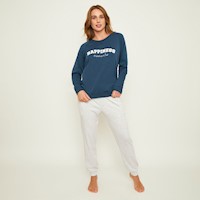 PIJAMA MUJER LARGO ALGODÓN INTERLOCK 6020B AZUL PALMERS