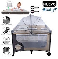 Cuna Corral EBaby Happy Dream 727-2 Beige con Colchon Gris