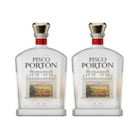 Duopack Pisco Portón Mosto verde acholado 750 ml. Perú