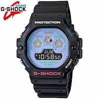 Reloj Casio G-Shock DW5900DN-1 Digital para Hombre Luz de Fondo Alarma Negro Dial Celeste