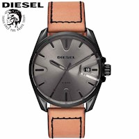 Reloj Diesel MS9 DZ1863 para hombre Fecha Acero Negro Correa de Cuero Beige