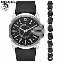 Reloj Diesel Master Chief DZ1907 Set con Pulsera Para Hombre Correa Cuero Negro