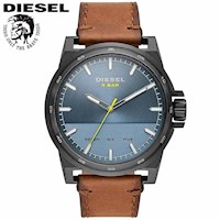 Reloj Diesel D-48 DZ1946 para Hombre Acero Inoxidable Negro Cuero Marron Dial Celeste