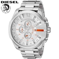 Reloj Diesel Mega Chief DZ4328 para Hombre Fecha Cronómetro Plateado Naranja