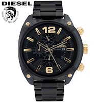 Reloj Diesel Overflow DZ4504 para Hombre Fecha Cronómetro Acero Inoxidable Negro Dorado