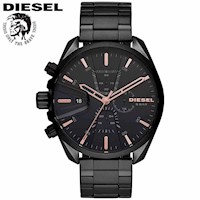 Reloj Diesel MS9 Chrono DZ4524 para Hombre Fecha Cronómetro Acero Inoxidable Negro Oro Rosado