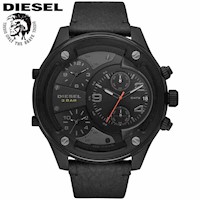 Reloj Diesel Boltdown DZ7425 Triple Hora Hombre Fecha Cronometro Correa de Cuero Negro