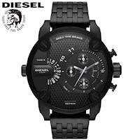 Reloj Diesel Little Daddy DZ7444 Doble Hora Fecha Cronometro Acero Inoxidable Negro