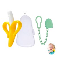 Mordedor Banana Amarillo Con Cadena Baby Froggie Ornitorrinco Verde Para Bebe