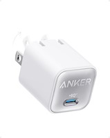 CARGADOR ANKER 30W,TYPE C GAN, PLEGABLE CARGA RÁPIDO PARA IPHONE 1716 Y MÁS, GALAXY, IPAD - BLANCO