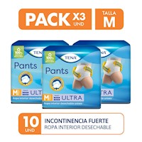 Ropa interior adultos Tena Pants Ultra Talla M 10un pack x3