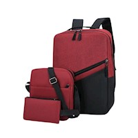 Pack Mochila 3 en 1 Porta Laptop Usb Bolsillos Trazados - V2