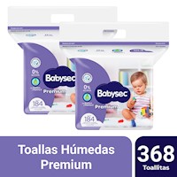 Pack 02 Toallas Húmedas Babysec Premium 184 un