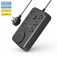 Cargador Inalámbrico 2500W Multipuerto 10 en 1 Extensión Wireless + USB + Tipo C