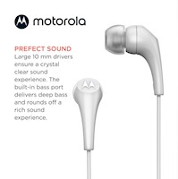 Audífonos Motorola Earbuds 2-S In ear, ligero, micrófono incorporado c/blanco