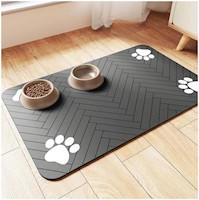 Tapete Alfombra de Alimentación Para Mascotas Absorbente y Antideslizante 90x60c