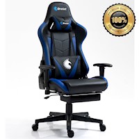 Silla Gamer Dreizt Apolo Azul Pro 180° Reclinable Alta Calidad con Posapies