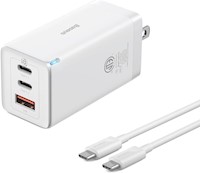 CARGADOR RÁPIDO BASEUS GUN 5PRO  65W EU  2C+1USB - BLANCO