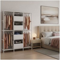 Ropero Colgador Multifuncional C4 Organizador de Ropa 3 Cuerpos 170x126x45cm